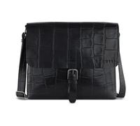 bugatti Nevio große Schultertasche Kroko-Optik aus echtem Leder, Messenger-Bag in schwarz