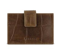 bugatti Nevio Kartenetui aus Rind- und Ziegenleder, Kartenhalter im Krokolook, Cognac