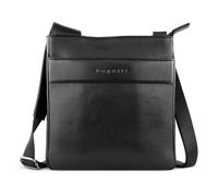 bugatti Nome Herren-Schultertasche aus Leder, Umhängetasche klein mit Reißverschluss, schwarz