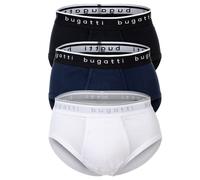 Boxershorts BUGATTI "Slip 3er Pack", Herren, Gr. XXL, bunt (weiß, schwarz, blau), Obermaterial: 100% Baumwolle CO., Unterhosen (51550052-XXL) weiß, schwarz, blau