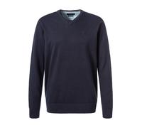 bugatti Pullover Herren Comfort Fit V-Ausschnitt Baumwolle blau, L
