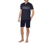 bugatti Pyjama Herren V-Ausschnitt Jersey-Baumwolle blau, 48 (M)