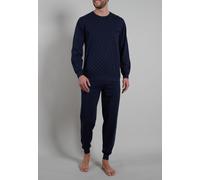 BUGATTI Pyjama, O-A., Bündchen blau-dunkel-Allover - 58