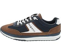 Slip-On Sneaker BUGATTI Gr. 42, blau (blau, cognac, weiß) Herren Schuhe Stoffschuhe mit elastischen Gummizügen (35963962-42)