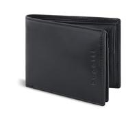 bugatti Romano Geldbörse mit RFID-Blocker, Portemonnaie aus robustem Rindleder Querformat, Geldtasche mit Klappe für Herren, schwarz