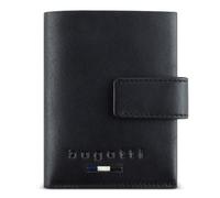 Bugatti Romeo Minibörse komplett aus Leder, kleines RFID-Portemonnaie Flag, schwarz