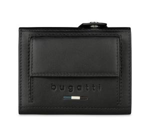 bugatti Romeo Mini Geldbörse aus Leder mit Airtag Fach, RFID Schutz & Münzfach, Slim Wallet, schwarz
