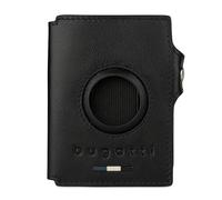 bugatti Romeo Mini Kartenetui aus Leder mit Airtag-Fach und RFID-Schutz, Slim Wallet mit Platz für bis zu 2 Karten, schwarz
