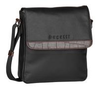 bugatti Corso DeLuxe, Schultertasche aus echtem Leder mit Überschlagklappe, schwarz