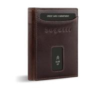 bugatti Secure Slim Mini Börse aus Leder mit RFID-Schutz, Slim Wallet, Kartenetui, braun