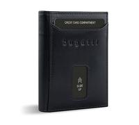 bugatti Secure Slim Mini Börse aus Leder mit RFID-Schutz, Slim Wallet, Kartenetui, schwarz