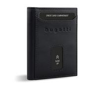 bugatti Secure Slim Mini Börse aus Leder mit RFID-Schutz, Slim Wallet, Kartenetui, schwarz Nappa