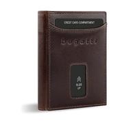 bugatti Secure Slim Mini Börse Spezial mit RV-Münzfach und RFID-Schutz aus Leder, braun