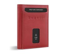 bugatti Secure Slim Mini Börse Spezial mit RV-Münzfach und RFID-Schutz aus Leder, rot