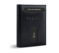 bugatti Secure Slim Mini Börse Spezial mit RV-Münzfach und RFID-Schutz aus Leder, schwarz