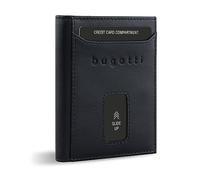 bugatti Secure Slim Mini Börse Spezial mit RV-Münzfach und RFID-Schutz aus Leder, schwarz Nappa
