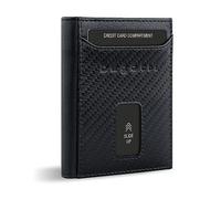 bugatti Secure Slim Mini Börse Spezial mit XL-Münzfach und RFID-Schutz aus Leder, Carbon