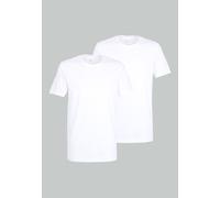 bugatti Herren T-Shirt, 2er Pack - Unterhemd, Crew Neck, Rundhals, Slim fit Weiß M