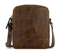 Bugatti Fashion Schultertasche Nevio S Kroko-Optik aus echtem Leder Cognac