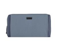 bugatti Sina Lange Reißverschluss-Damenbörse aus echtem Leder, Geldbörse Frauen, blau