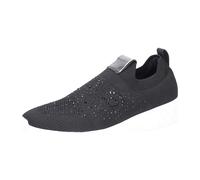 bugatti Damen-Slip-On-Mesh-Hausschuh mit Strass-Akzenten, federleichter Silhouette, Eva-Sohlen und herausnehmbaren Fußbetten schwarz/Metallics 39 EU