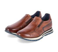 bugatti Herren Slip-On-Sneaker aus Leder mit futuristischer Form, handgefertigtem Finish, imprägniert für Langlebigkeit, Memory-Foam-Innensohlen für Komfort, Logo-Detail, Cognac, 42 EU