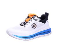 Sneaker BUGATTI, Herren, Gr. 44, weiß, blau, Textil, Schuhe Sneaker, Freizeitschnürer, Halbschuh im Materialmix (91668244-44) weiß, blau