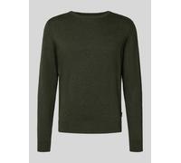 Rundhalspullover BUGATTI "Regular Fit", Herren, Gr. L, 190, oliv, Sweatware, 100% Baumwolle, unifarben, regular fit, Rundhals, Rippbündchen, Pullover, Basic Essential aus reiner Baumwolle (26945767-L)