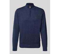 Troyer BUGATTI "Regular Fit", Herren, Gr. XL, 370, marine, Sweatware, 100% Baumwolle, unifarben, regular fit, ohne Ausschnitt, Rippbündchen, Pullover, aus Baumwolle mit Reißverschluss (78401124-XL) 37