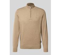 Troyer BUGATTI "Regular Fit", Herren, Gr. XL, 50, beige, Sweatware, 100% Baumwolle, unifarben, regular fit, ohne Ausschnitt, Rippbündchen, Pullover, aus Baumwolle mit Reißverschluss (76240362-XL) 50, 