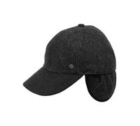 bugatti Wetterabweisende Flatcap mit Fischgrat-Design und Ohrenklappen | Hutgröße 57, 59, 61 | Aus reiner Wolle Black