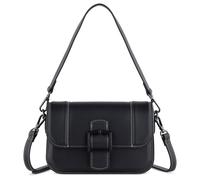 Bugatti Schultertasche Zita 22 cm mit Flap und zwei austauschbaren Schulterriemen Schwarz Lederimitat