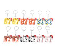 BUGUUYO 12er-Set Sport-Schlüsselanhänger, Acryl-Schlüsselanhänger mit der Nummer 67, Anhänger für American Football, Basketball, Fußball, Baseball, Softball und Volleyball zur Rucksackdekoration