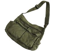 BUGUUYO Große Canvas Umhängetasche für Damen mit Reißverschluss, Grün | Leicht, Geräumig, mit Mehreren Fächern, für Hochzeit und Geburtstag, Praktische Schultertasche