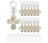 Buhdjfnke 20 StüCk Taufe Gunst SchlüSsel AnhäNger Kreuz SchlüSsel AnhäNger Taufe Design SchlüSsel AnhäNger mit Tasche für Erst Kommunion