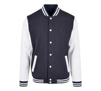 Build Your Brand Basic College Jacket - Unisex College Jacke im Regular Fit aus Baumwolle & Polyester mit Rippkragen, Knopfleiste & Taschen, ideal für Freizeit & Veredelung,Navy/White,3XL