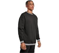 Build Your Brand Herren Sweatshirt BY104 College Sweat Crew mit gestreiften Bündchen Schwarz/Weiß XXL