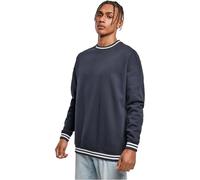 Build Your Brand Mens BY104-College Crew Pullover Sweater, Navy/White, M
