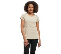 Build Your Brand Damen Basic Tee - Figurbetontes Baumwoll T-Shirt mit Rundhalsausschnitt & kurzen Ärmeln, ideal für Alltag, Freizeit & Veredelung,Sand,5XL