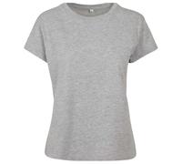 Build Your Brand Damen Box Tee - Locker geschnittenes T-Shirt im kastigen Schnitt, aus Single Jersey, perfekt für Streetstyle & Veredelung, Heather Grey, XS