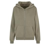 Build Your Brand Flauschiges Damen-Sweatshirt mit Reißverschluss Fluffy - Olivgrün hell | XL