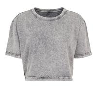 Build Your Brand Damen Crop-Top Acid Washed - Grau / schwarz | M
