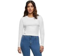 Build Your Brand Damen BY261-Ladies Short Longsleeve T-Shirt, White, S