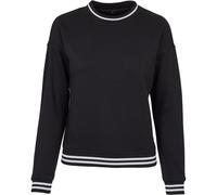 Build Your Brand Damen-Sweatshirt mit gestreiften Bündchen - Schwarz / weiß | 2XL