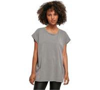 Build Your Brand Ladies Acid Washed Extended Shoulder Tee in Gr. L in Grau