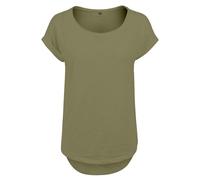 Build Your Brand Damen T-Shirt mit längerem Rückenteil - Olivgrün | S