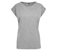 Build Your Brand Damen T-Shirt mit umgeschlagenen ärmeln - Grau meliert | L