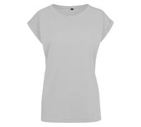 Build Your Brand Damen T-Shirt mit umgeschlagenen ärmeln - Heller Asphalt | XL