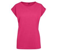 Build Your Brand Damen T-Shirt mit umgeschlagenen ärmeln - Hibiskus Rosa | M