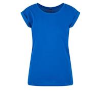 Build Your Brand Damen T-Shirt mit umgeschlagenen ärmeln - Leuchtend blau | 5XL